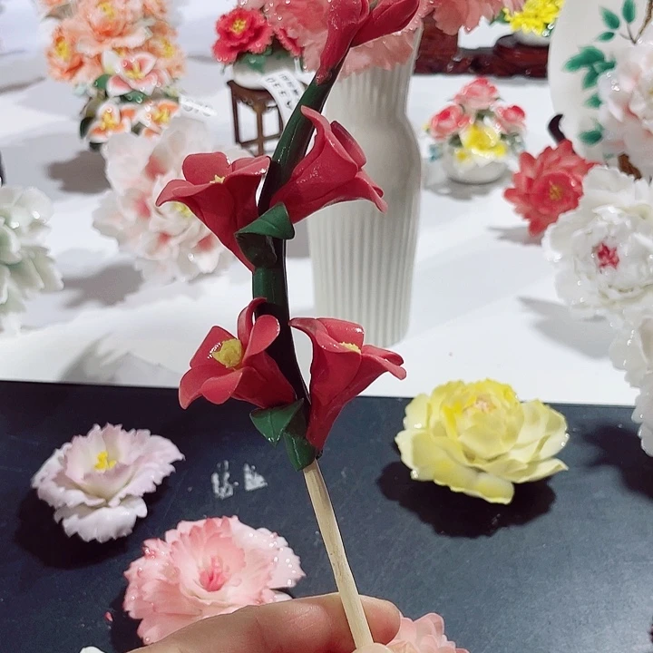 瓷片纯陶瓷手工捏花