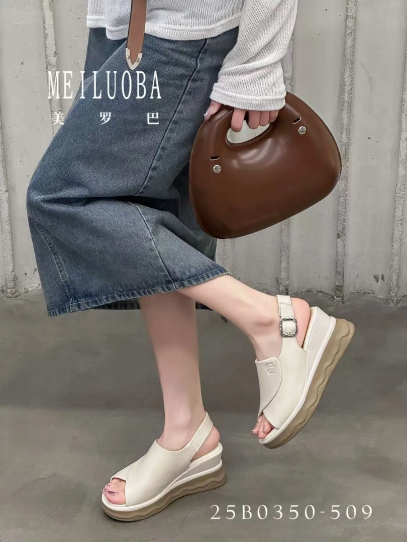 美罗巴夏季女士厚底防滑露趾凉拖时尚百搭25B0350-509