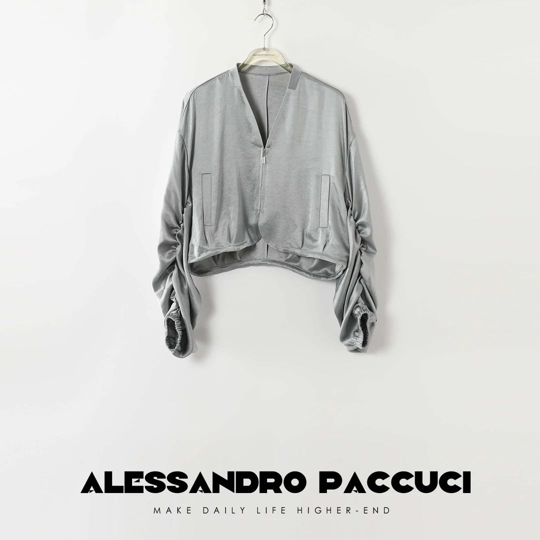 AP洛哥26867X【黑标系列】日本进口 三醋酸仿皮抽褶设计飞行短夹克