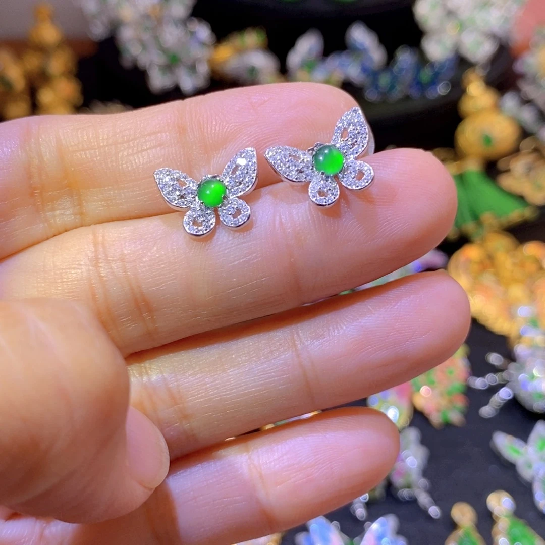 翡翠银S925镶嵌吊坠(不含链)天然翡翠