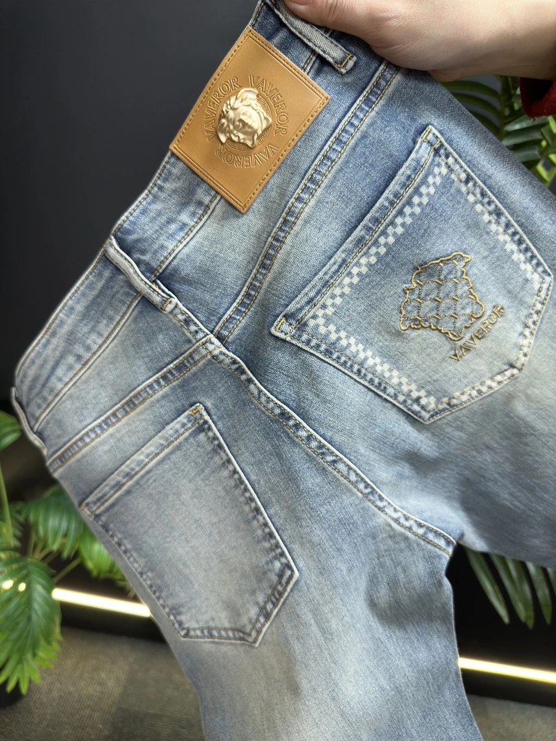 【ZB专属】313#春季高定刺绣拉花高品质男士牛仔裤弹力修身小直筒