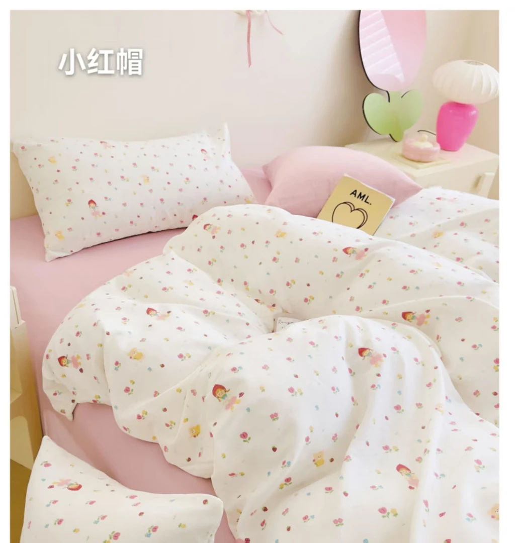 LK 0595 新款全棉双层纱印花单被套四件套 小红帽