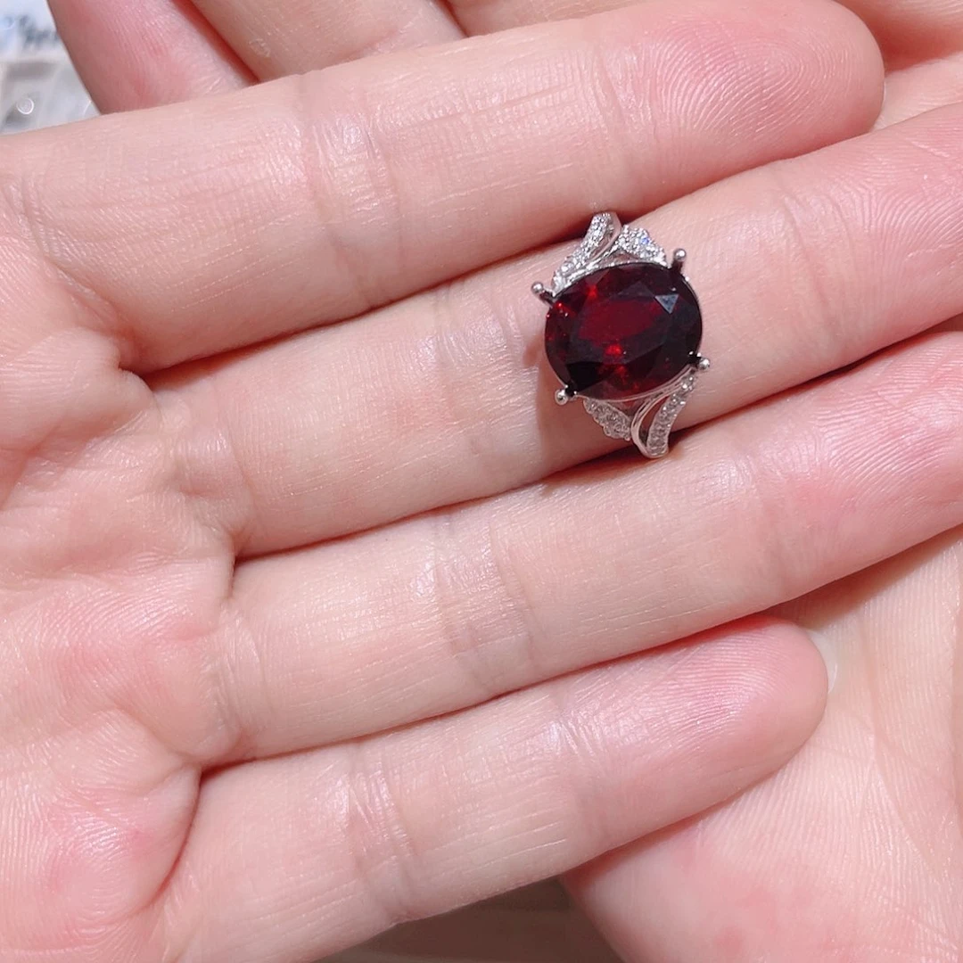 石榴石戒指银S925镶嵌