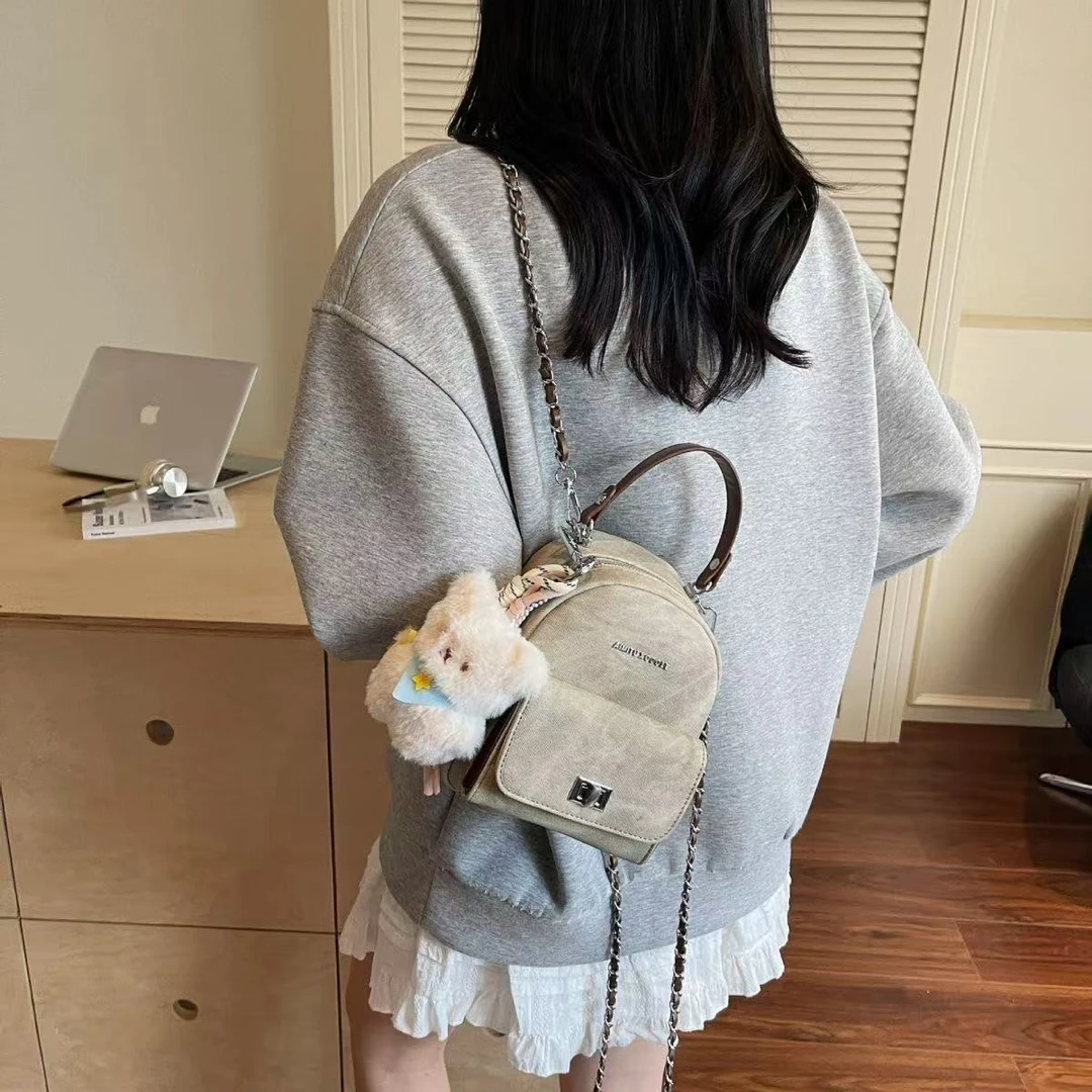 艾米家女包2025新款休闲复古质感斜挎包时尚ins流行百搭双肩包-邮