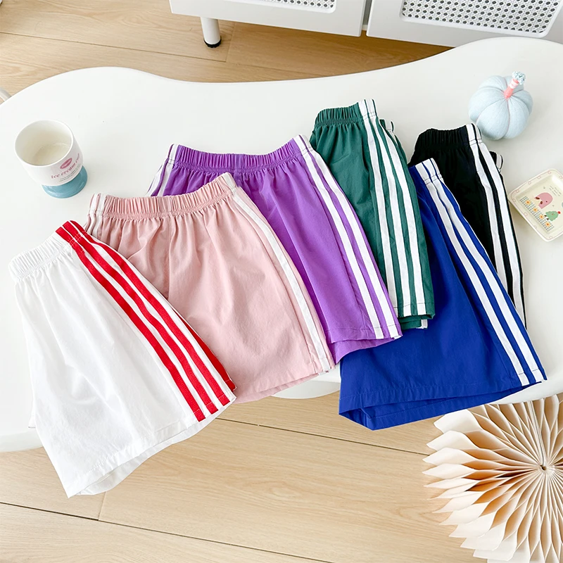 男童短裤夏季薄款儿童透气休闲裤女孩百搭沙滩裤纯色中裤2025新款