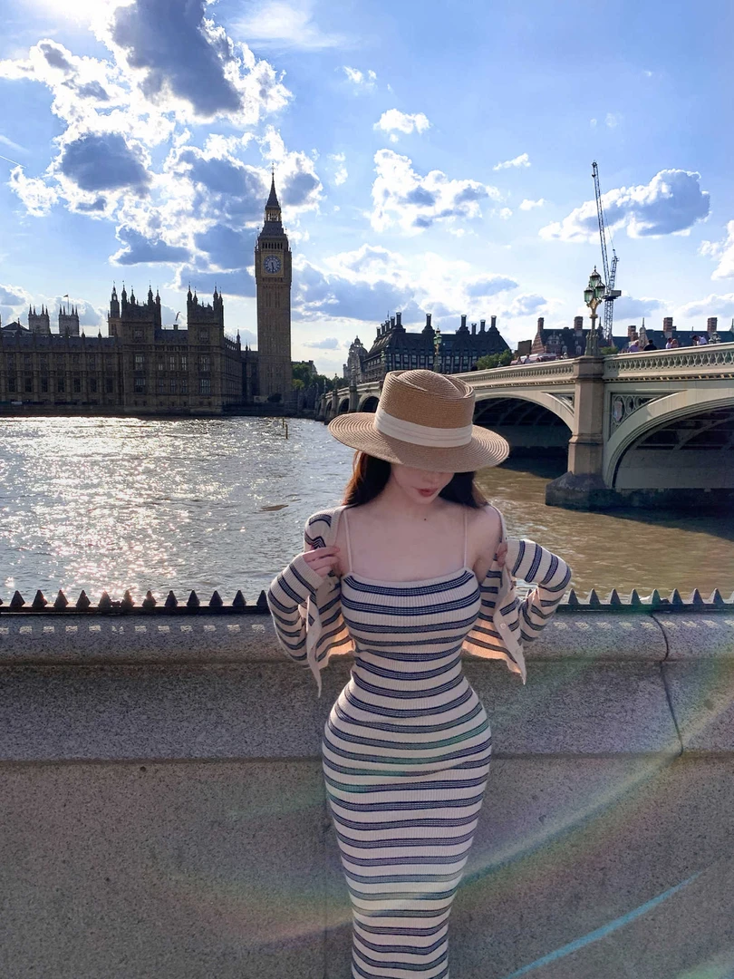 【条纹公式】韩系风纯欲高弹针织条纹吊带裙开衫秋季新款两件套