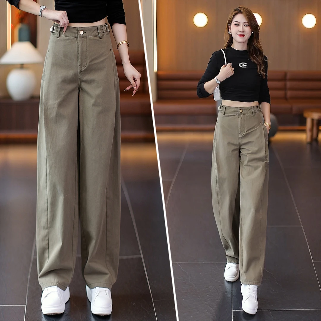 休闲棉弯刀工装裤女2025早秋新款宽松显瘦今年流行窄版阔腿香蕉裤