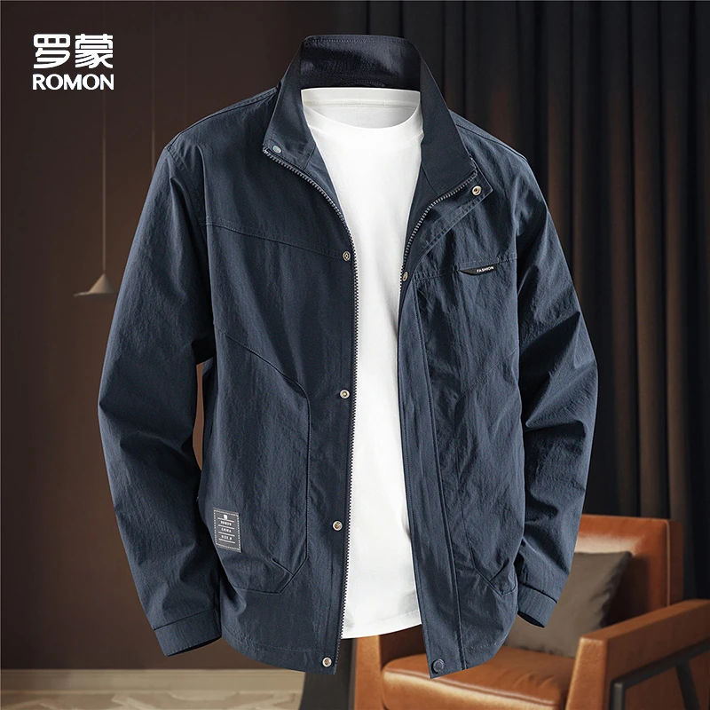 罗蒙夹克男立领休闲户外男士外套春季新品宽松大码美式夹克外套