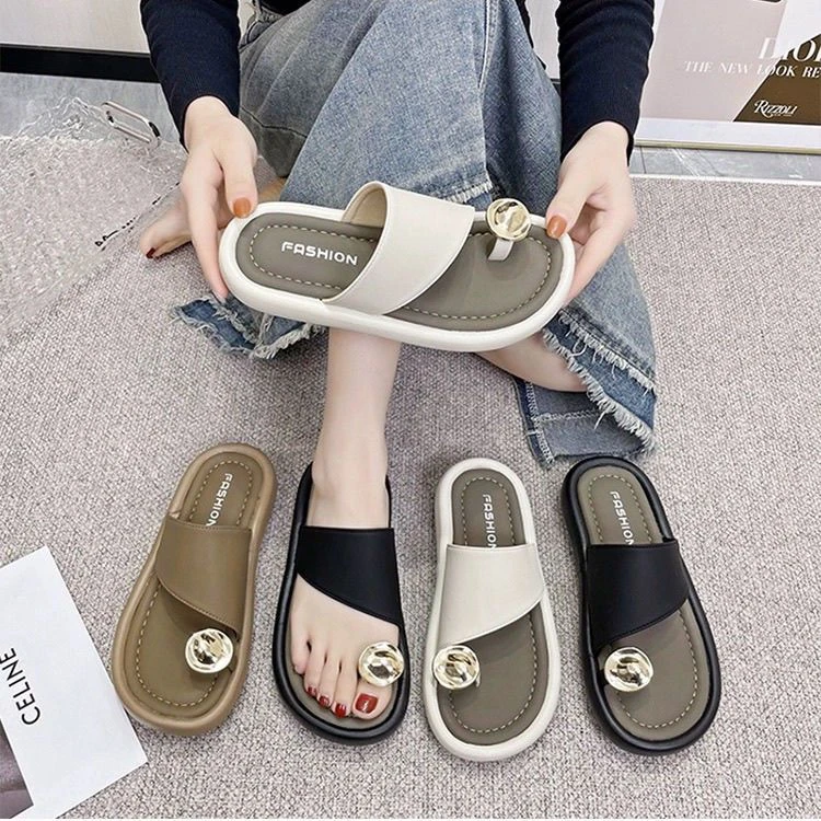 【夹趾拖鞋女平底】夹趾拖鞋女夏时尚外穿2024新款百搭休闲平底沙滩