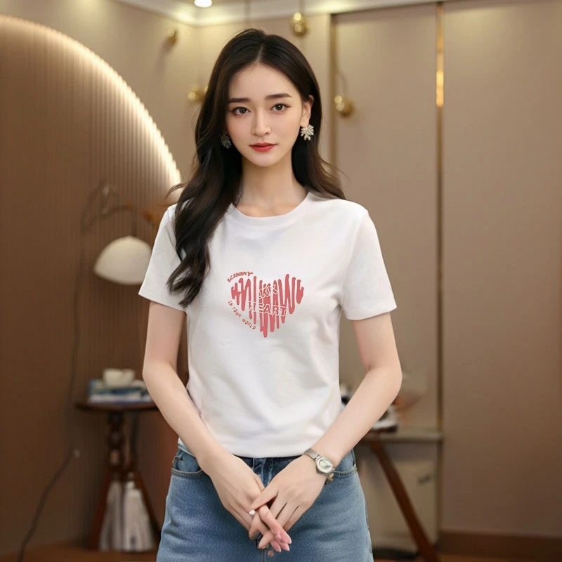 正肩短袖圆领t恤女装夏季2025体恤衫独特百搭显新款感小众纯棉