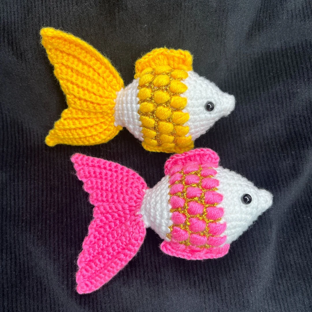 勾6个 彩虹鱼 材料包 送教程  DIY手工挂件毛线喜庆装饰编织自制