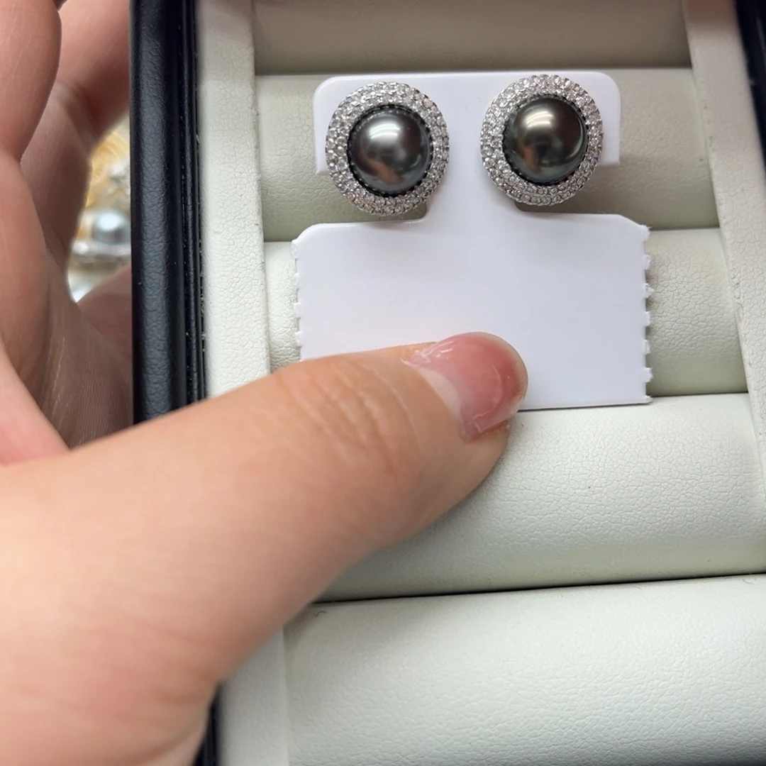 拼合珍珠（马贝珠）银S925镶嵌耳饰