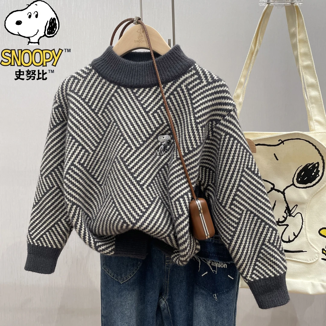 Snoopy/史努比儿童男童女童宝宝洋气加厚条纹毛衣大童男孩潮
