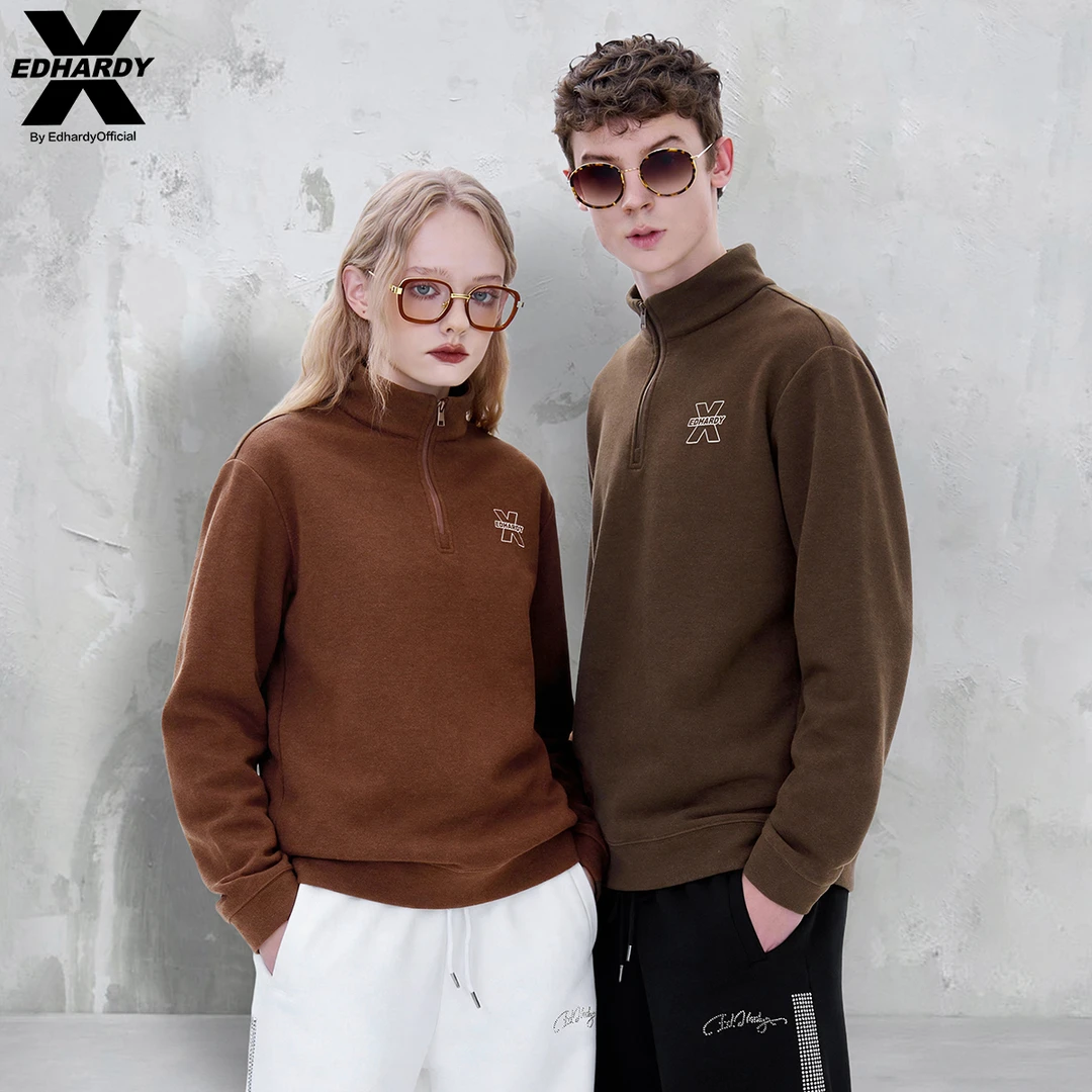 EDHARDY X简约潮流百搭宽松德绒半高领长袖打底X1C4FA270383