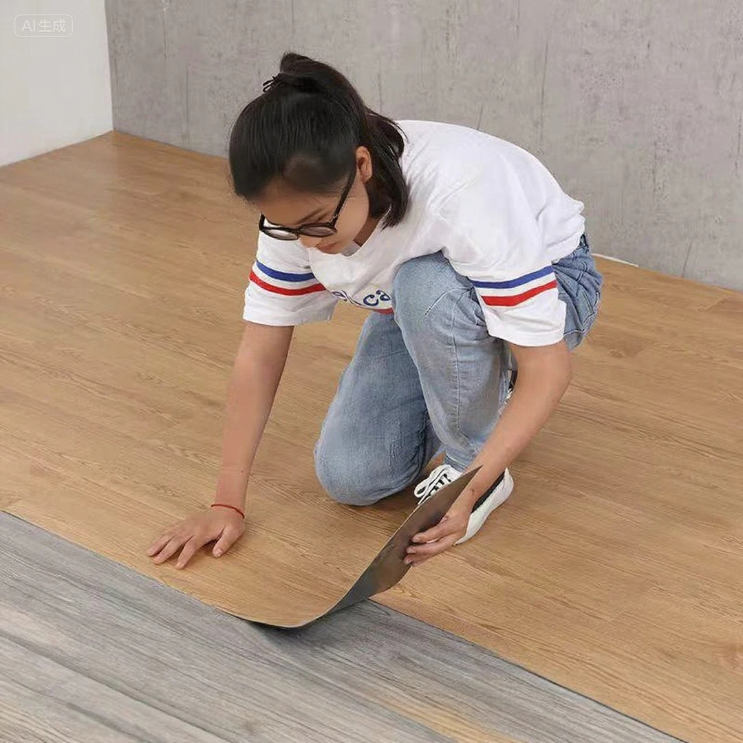 自粘PVC木纹地板贴地板革防滑加厚耐磨家装改造仿瓷地贴石塑地板M