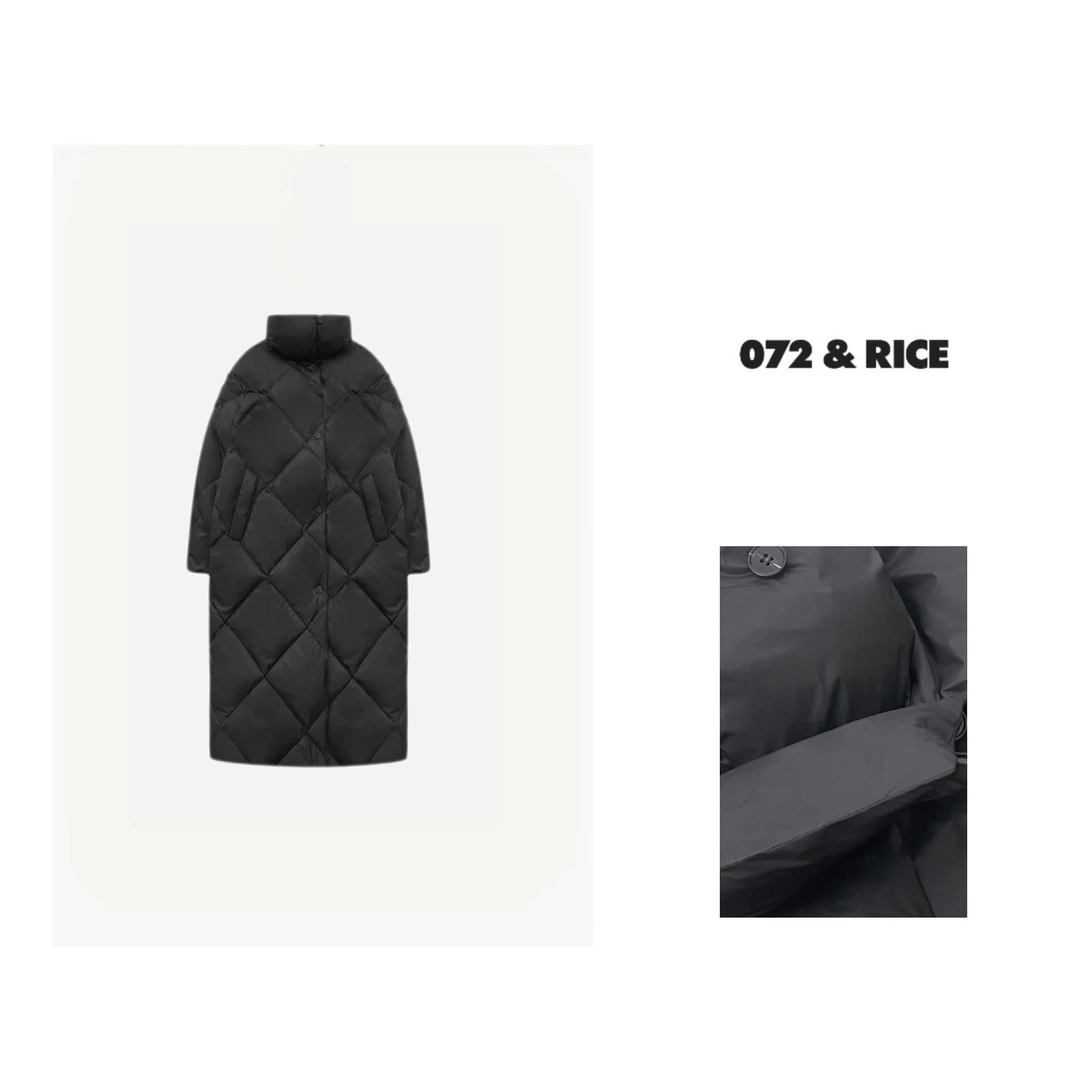 072 & RICE【大明星】秋冬休闲高领长款长袖白鹅绒外套 TL002 618FF