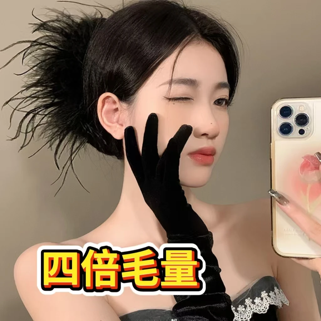 四倍毛量百搭升级鸵鸟毛火鸡毛个性御姐高端气质时尚