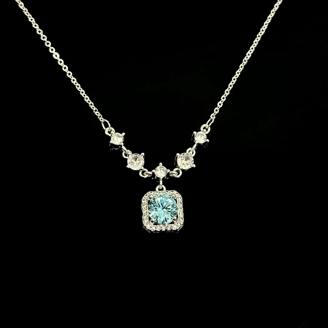 合金吊坠 【17SR】七夕宠粉海洋之星吊坠镶嵌简约冰蓝项链