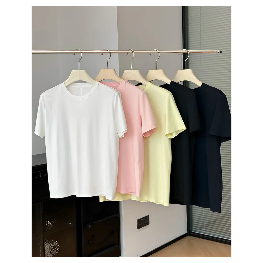 COIE夏季立裁中缝设计圆领T恤短袖T恤简约百搭冰丝凉爽半袖打底T