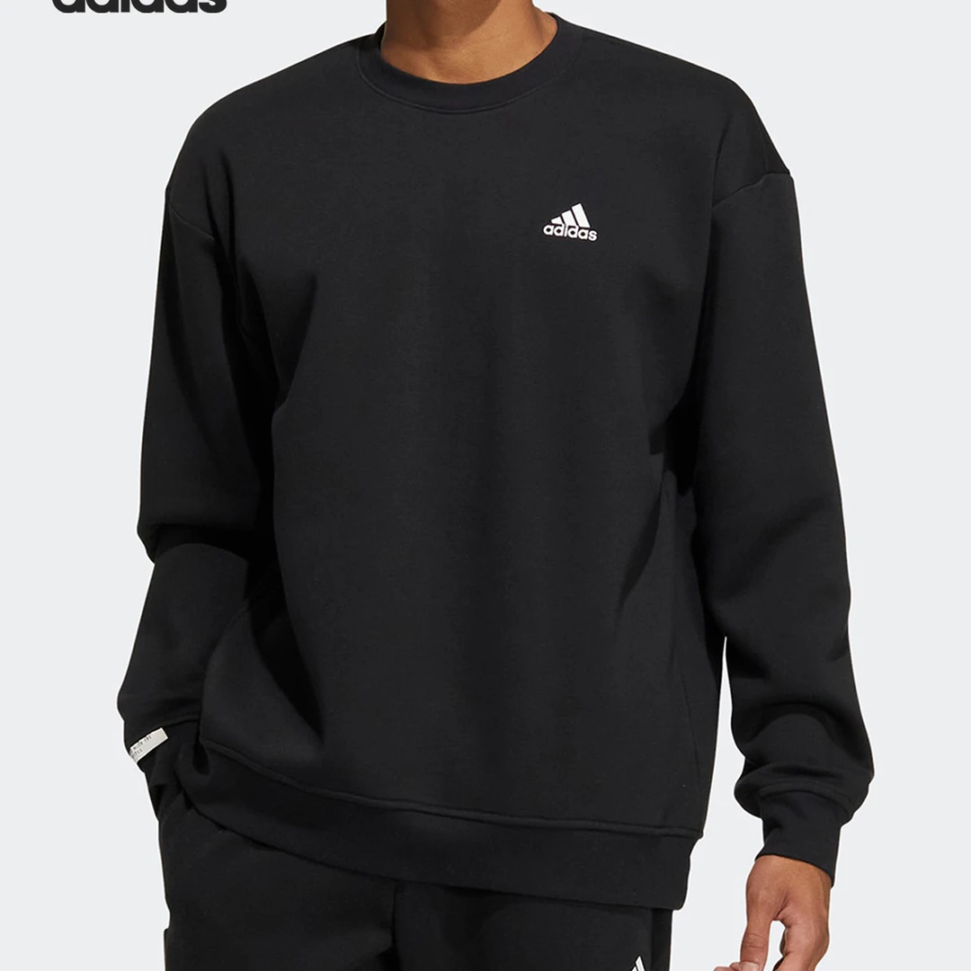 【趣出游】ADIDAS阿迪达斯 冬季男子加绒运动圆领长袖卫衣IB2774