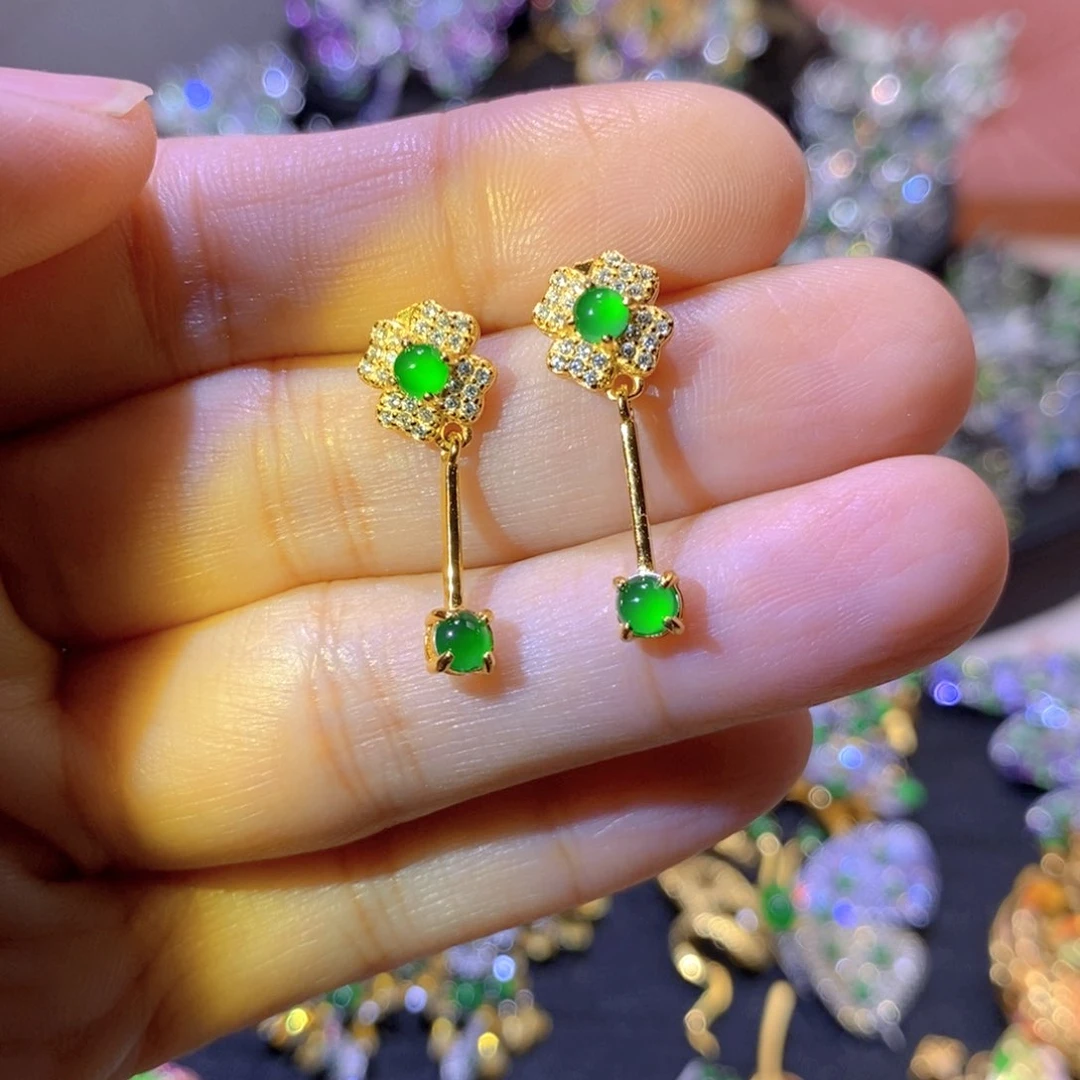 吊坠(不含链)银S925镶嵌翡翠