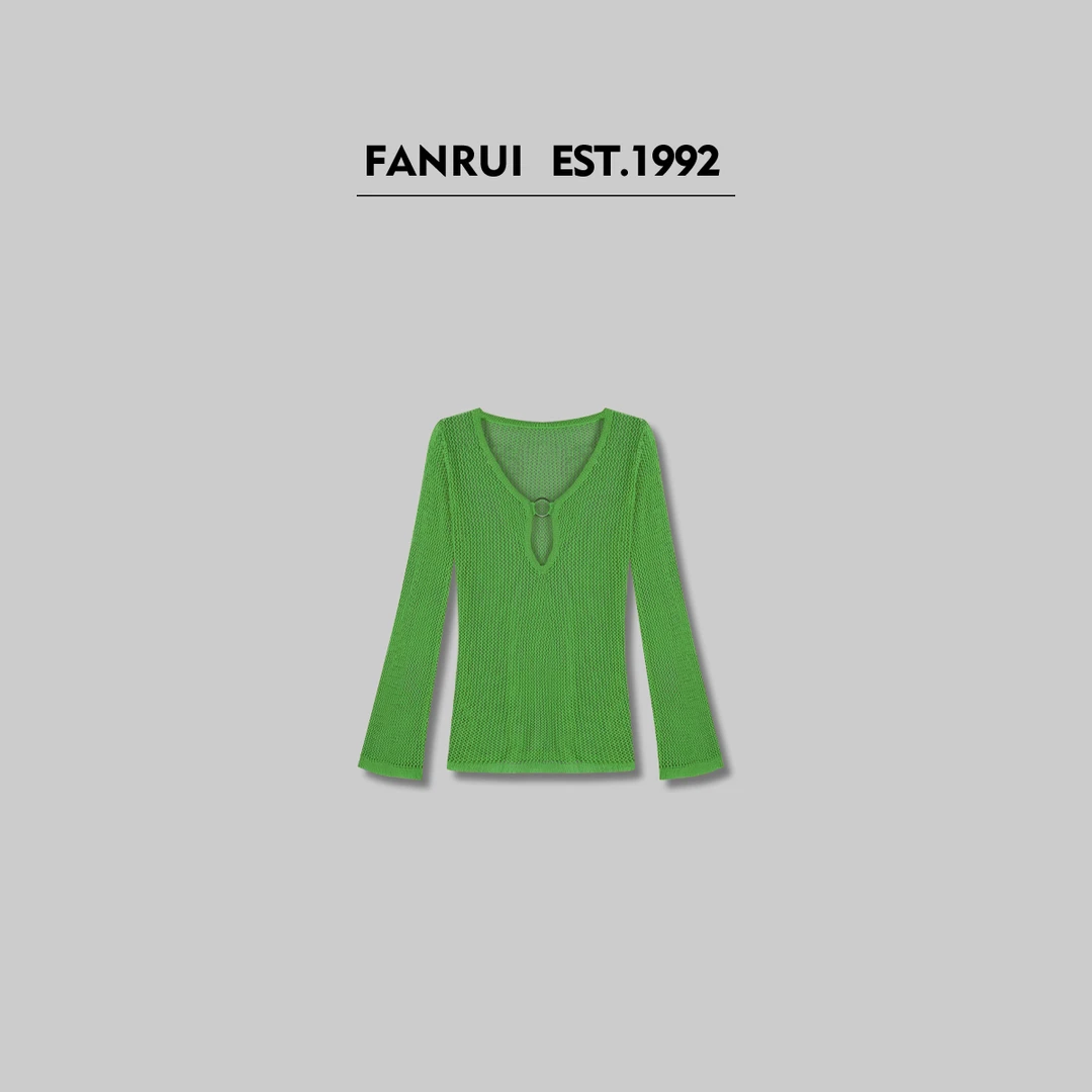 FANRUI/泛芮「夏日青提」镂空洋气百搭设计感防晒针织衫B15306