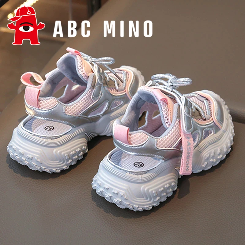 ABC MINO童鞋女童运动凉鞋夏季儿童单网鞋轻便软底沙滩鞋女孩爆款