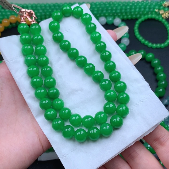 大***蕊缅料卡10正阳绿项链