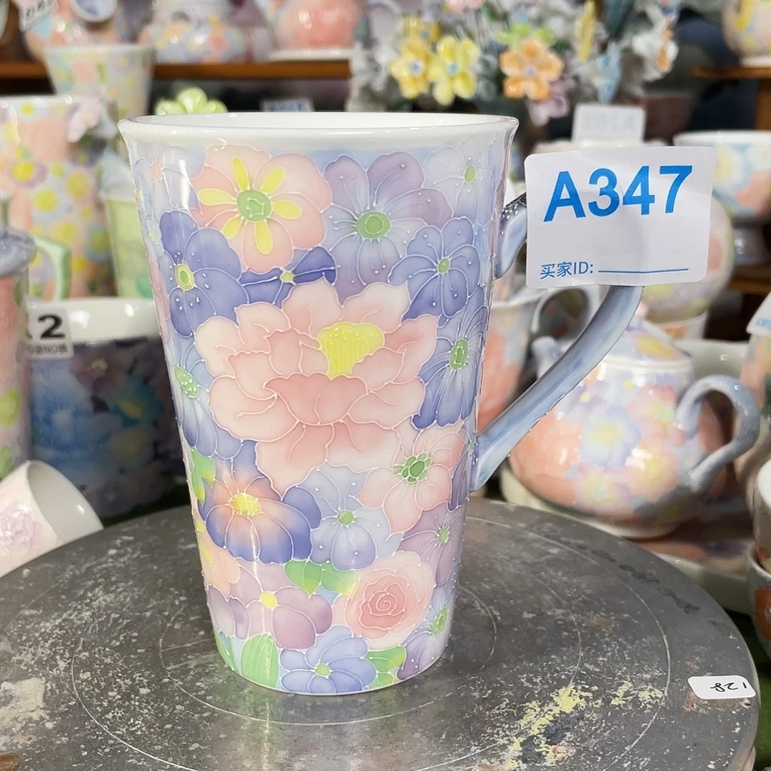 双饮款陶瓷釉下五彩玉泥万花马克杯