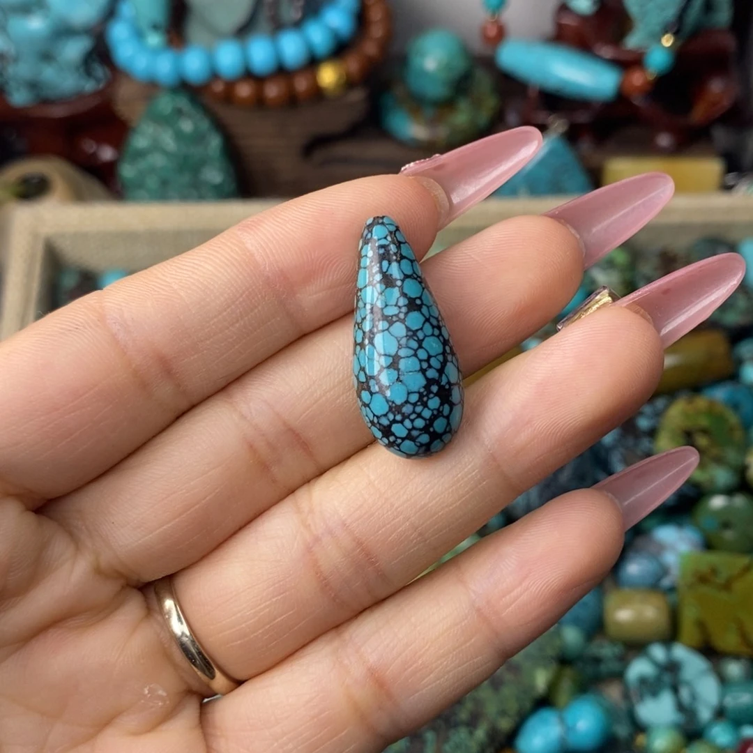 乌蓝花随性水滴吊坠