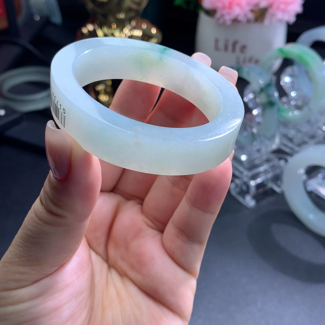 定制翡翠未镶嵌手镯53-56贵妃微瑕漏