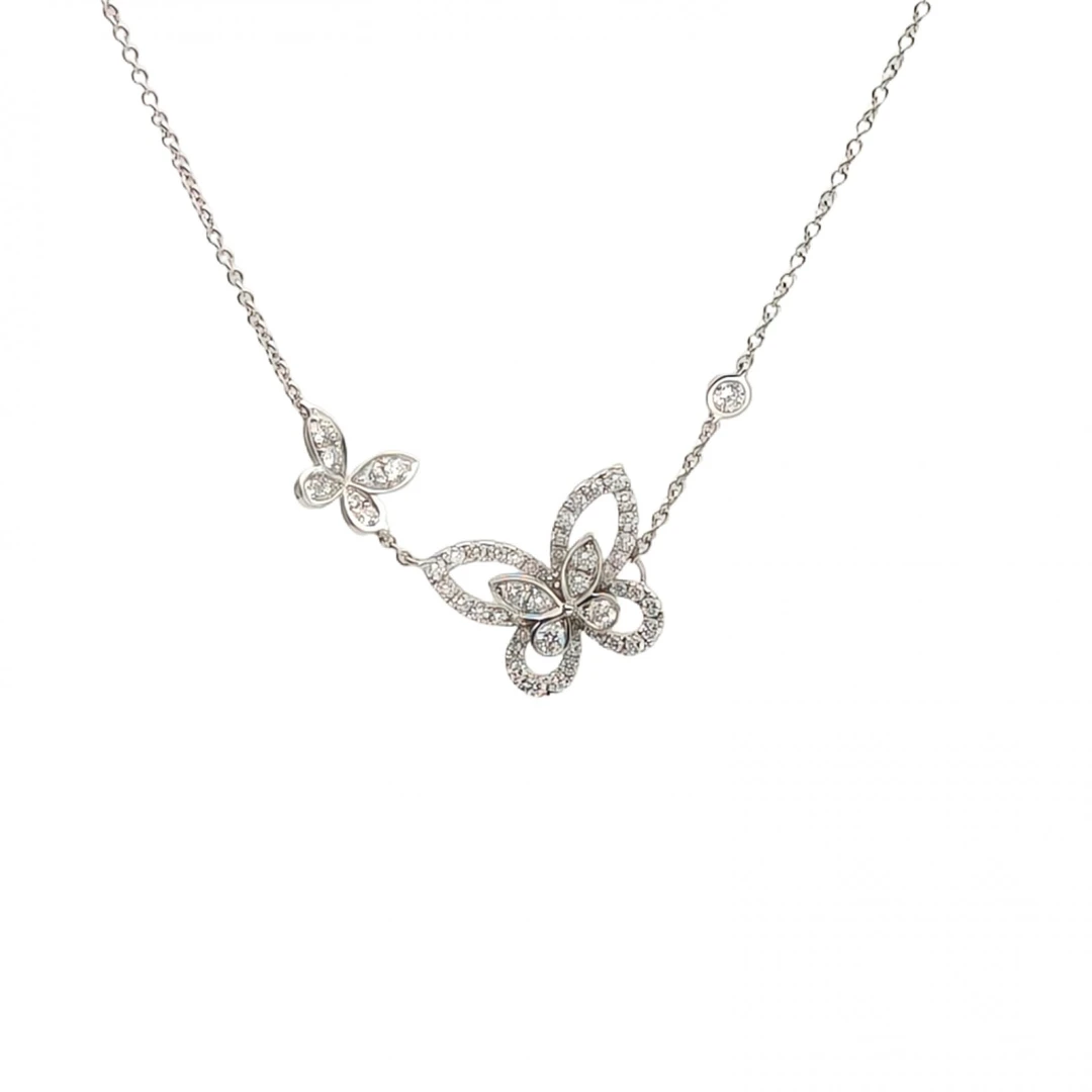 99新 Graff/格拉夫 【念念】蝴蝶幻影双重奏钻石吊坠 项链