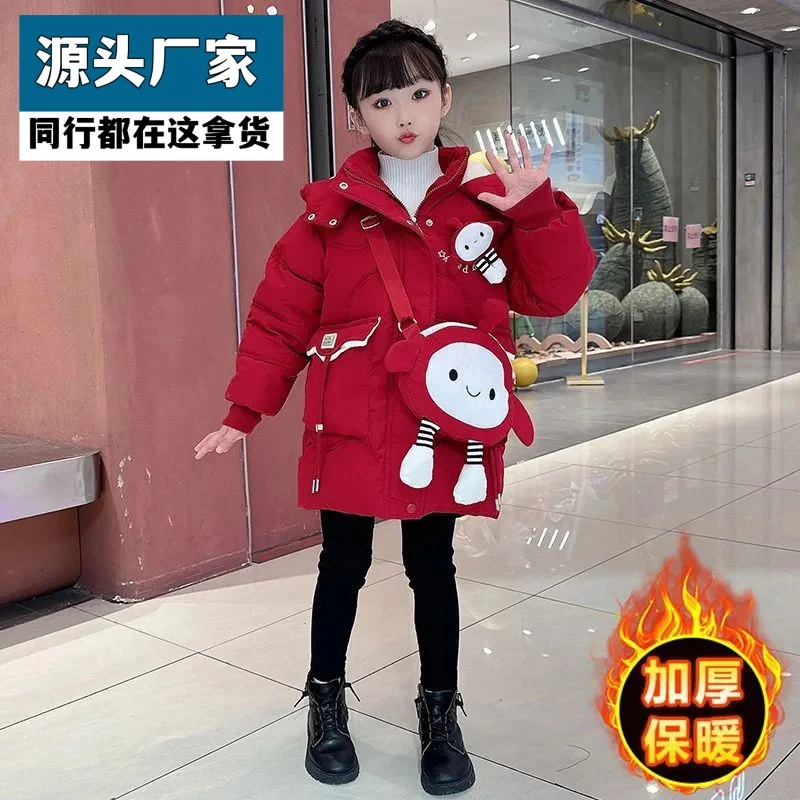 梵乐芬女童中大童冬季棉衣新款蛋仔中长款棉袄棉服爆款加绒加厚洋
