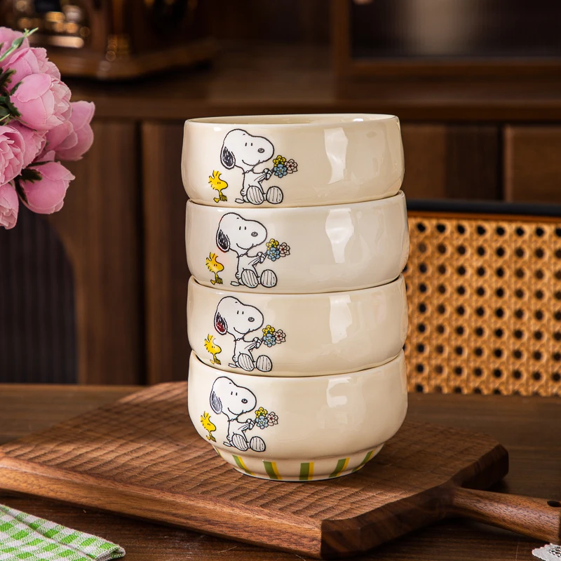 【史努比】花屿系列高颜值可爱陶瓷餐具4.5英寸米饭碗酸奶碗日式