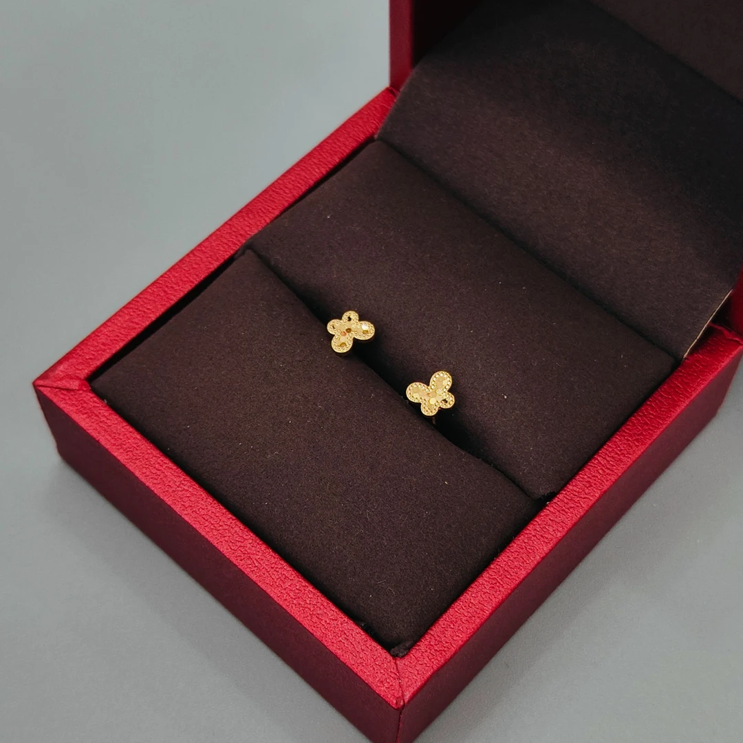 珺铺黄金 5G足金999【一店】碎碎冰小蝴蝶弯钩耳钉