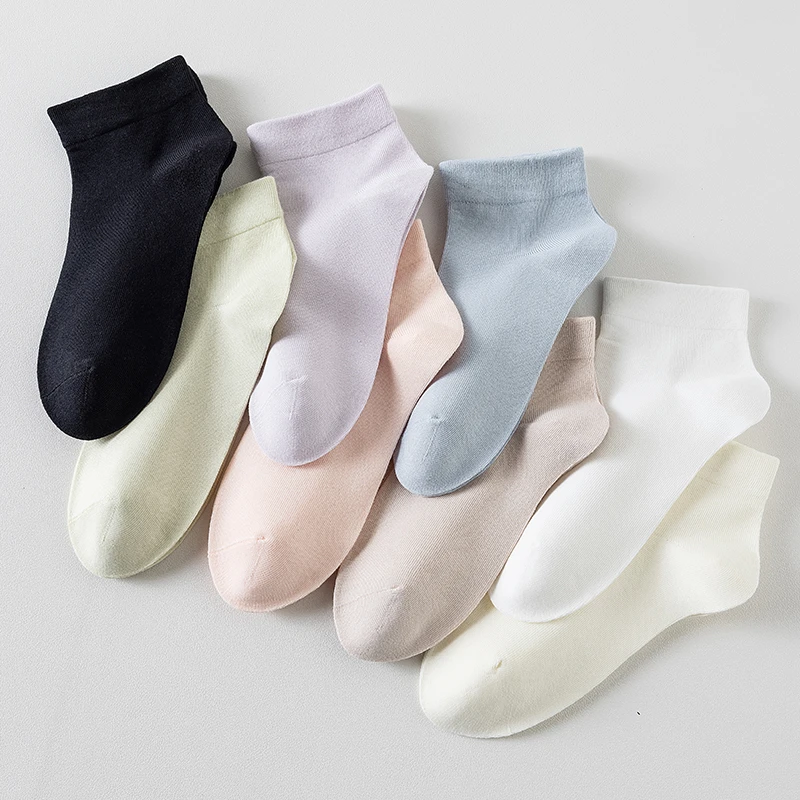 【抗起球】纯色无骨袜子女短袜棉袜宽松月子袜吸汗透气百搭短筒袜