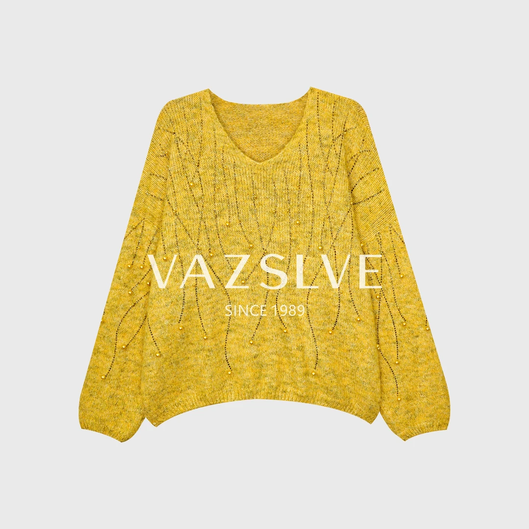 【VAZSLVE/全新奢品】捡漏 "金麦子"秋冬重工钉珠毛衣MY1279