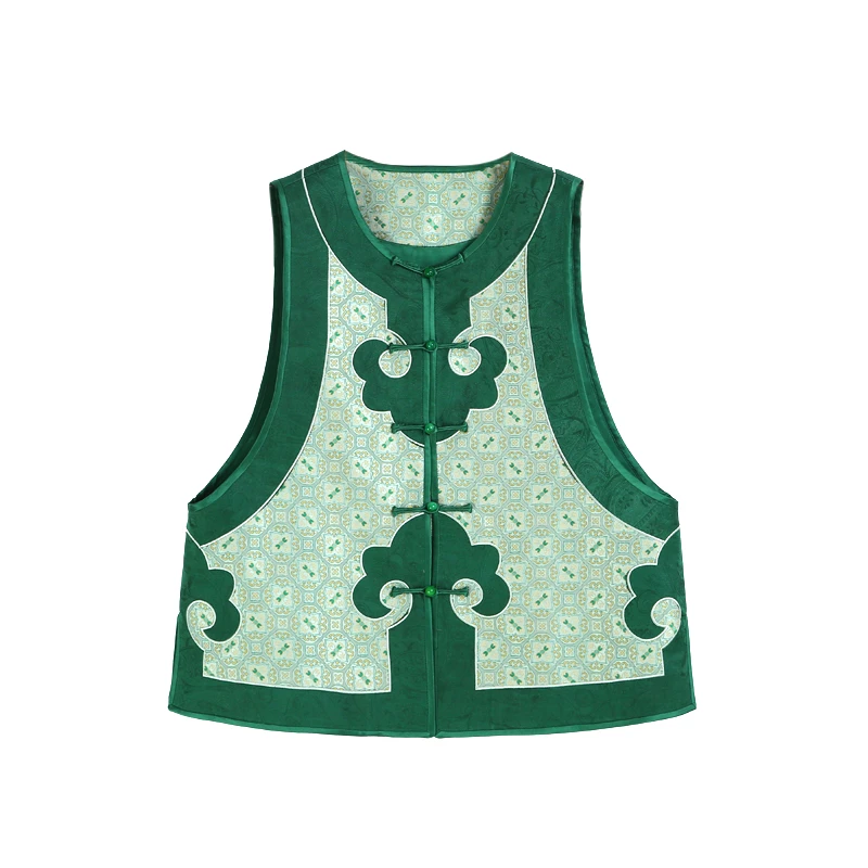 28姆米罗马假日满桑红云纱提花桑波段香云纱对襟马甲12501