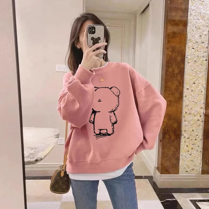 假两件圆领卫衣女2025新款秋冬宽松外套加绒加厚拼接上衣春秋薄款