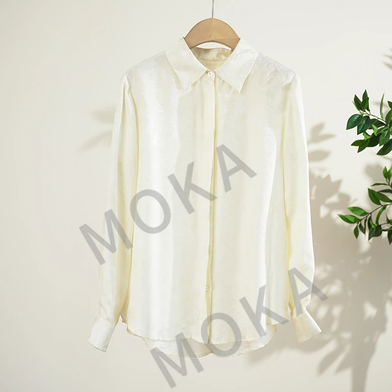 外单桑波缎提花桑蚕丝真丝衬衫（230773）