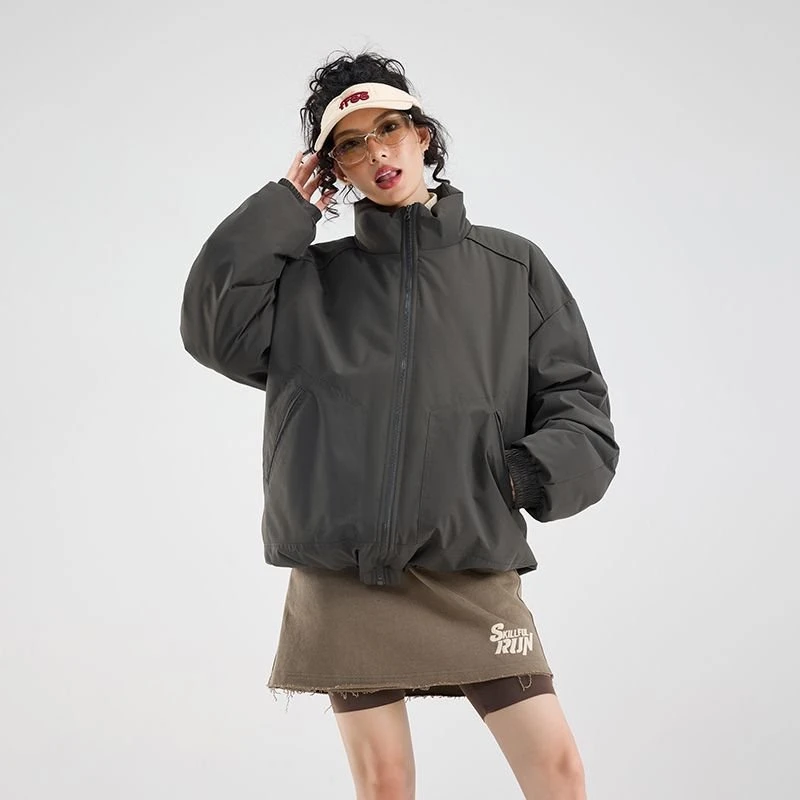 飞行员短款立领2025秋冬加厚新款潮流纯色保暖耐磨男士棉服百搭