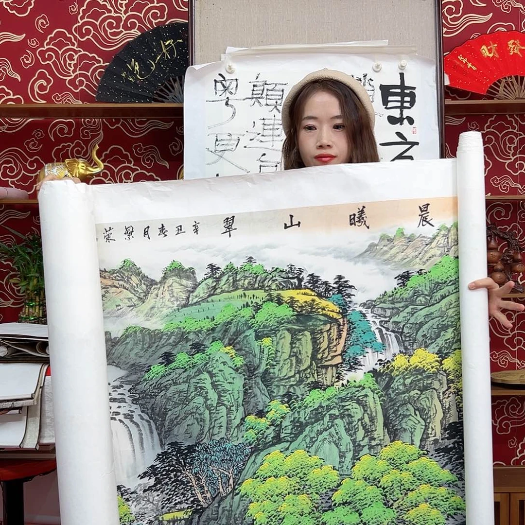 老***狼书法书法10寸 手写手绘 头青竹子 默认粘好