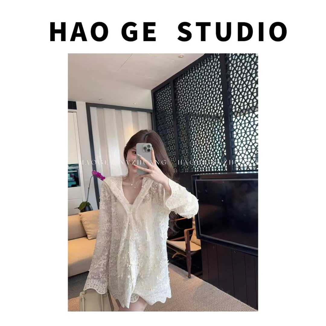 浩哥严选●花间影HGQ5SY3001A蕾丝上衣预时尚轻奢镂空薄款设计感