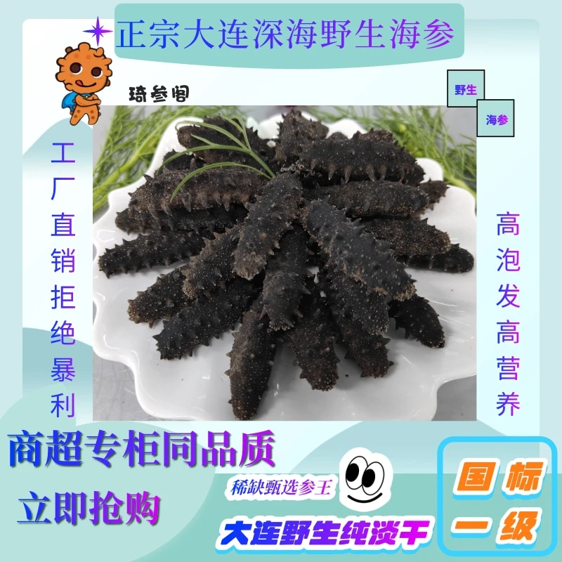 国标一级大连深海野生纯淡干高品质高滋补工厂价干海参260g 400g