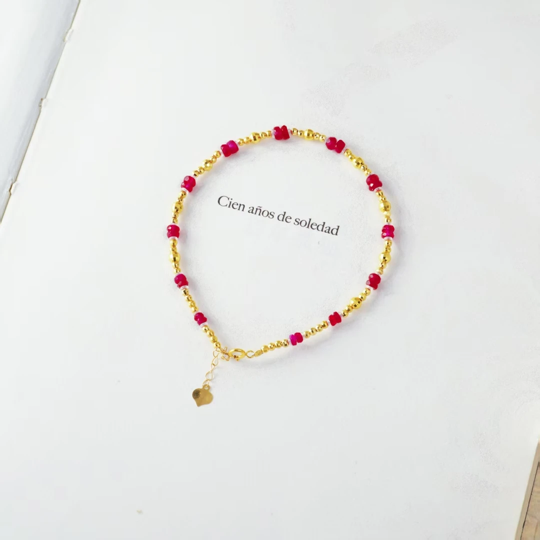 【炽热】花奢珠宝 红宝石18k金时尚手链（多样性发货）