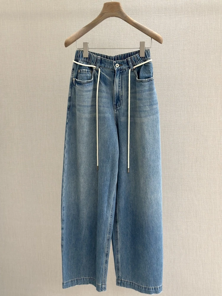 乌Y 休闲秋季抽绳街头长裤牛仔裤夏季少女风女裤子阔腿