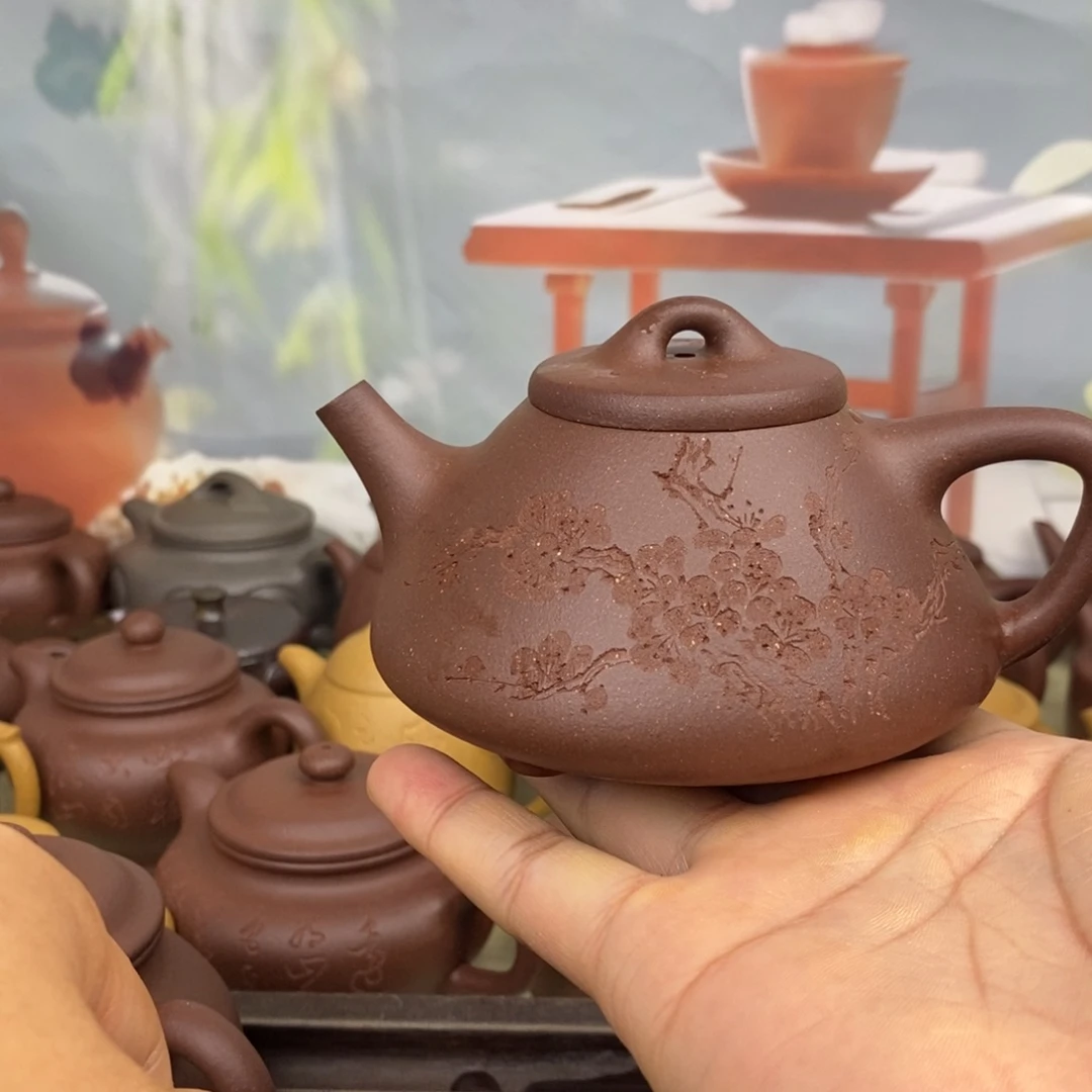 茶壶紫砂子冶石瓢原矿深井紫泥0添加半手工