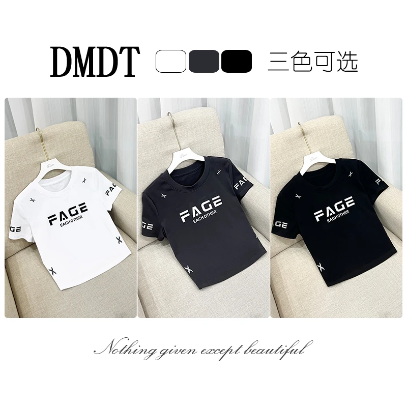 【DMDT潮牌】新品“氧气感”字母印花短袖显瘦女休闲T恤A1897