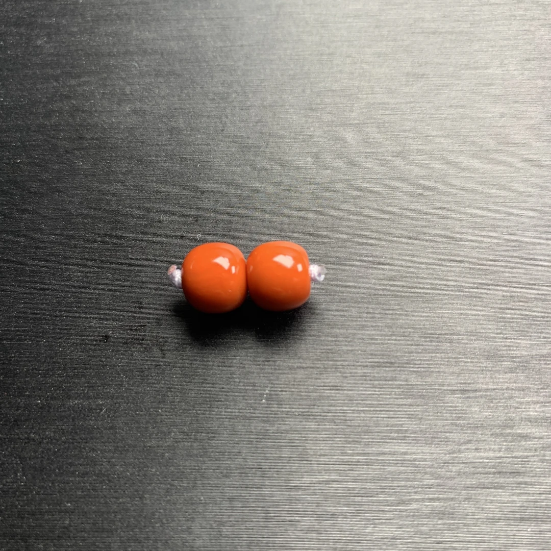 南红玛瑙柿子红老型对珠9MM