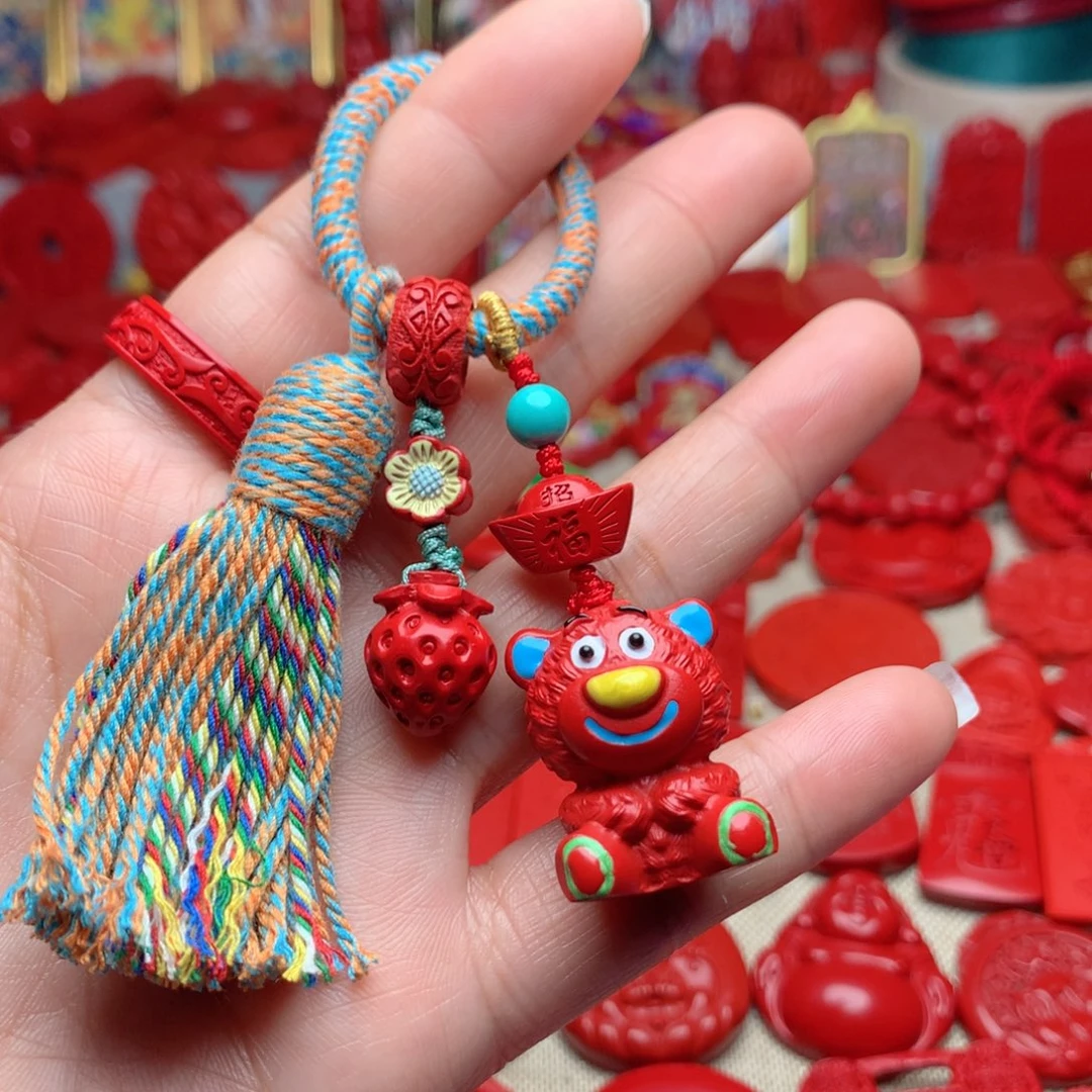 天然辰砂工艺品朱砂钥匙扣包包挂
